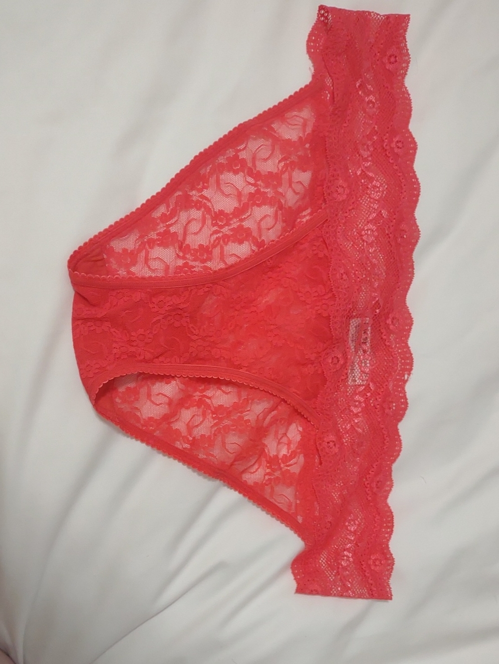 Women's Lace Bikini Panty in Coral Red